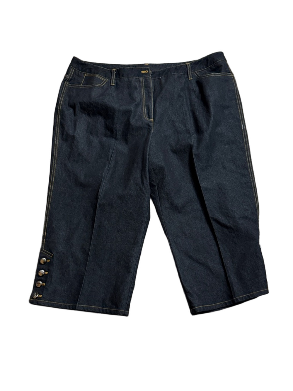 New Directions Denim Capri Pants Button Hem Detail SIZE 20W Stretch Casual